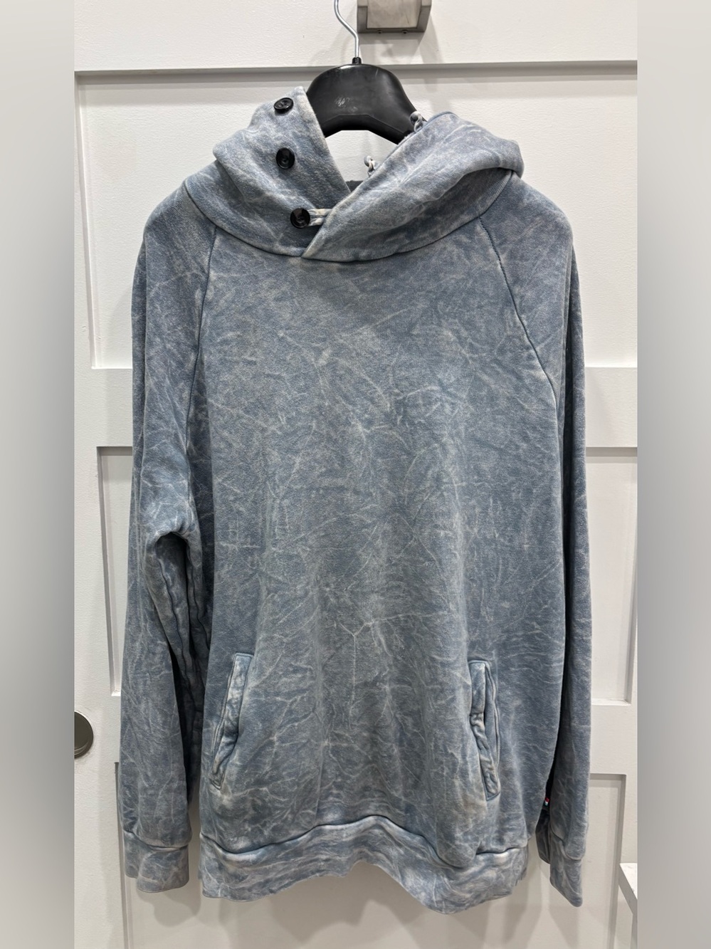 Sol Angeles Distressed Slate Blue Funnel-Neck Hoodie